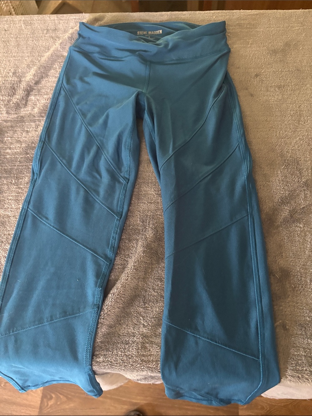 Steve Madden Teal Flared Seam-Detail Leggings